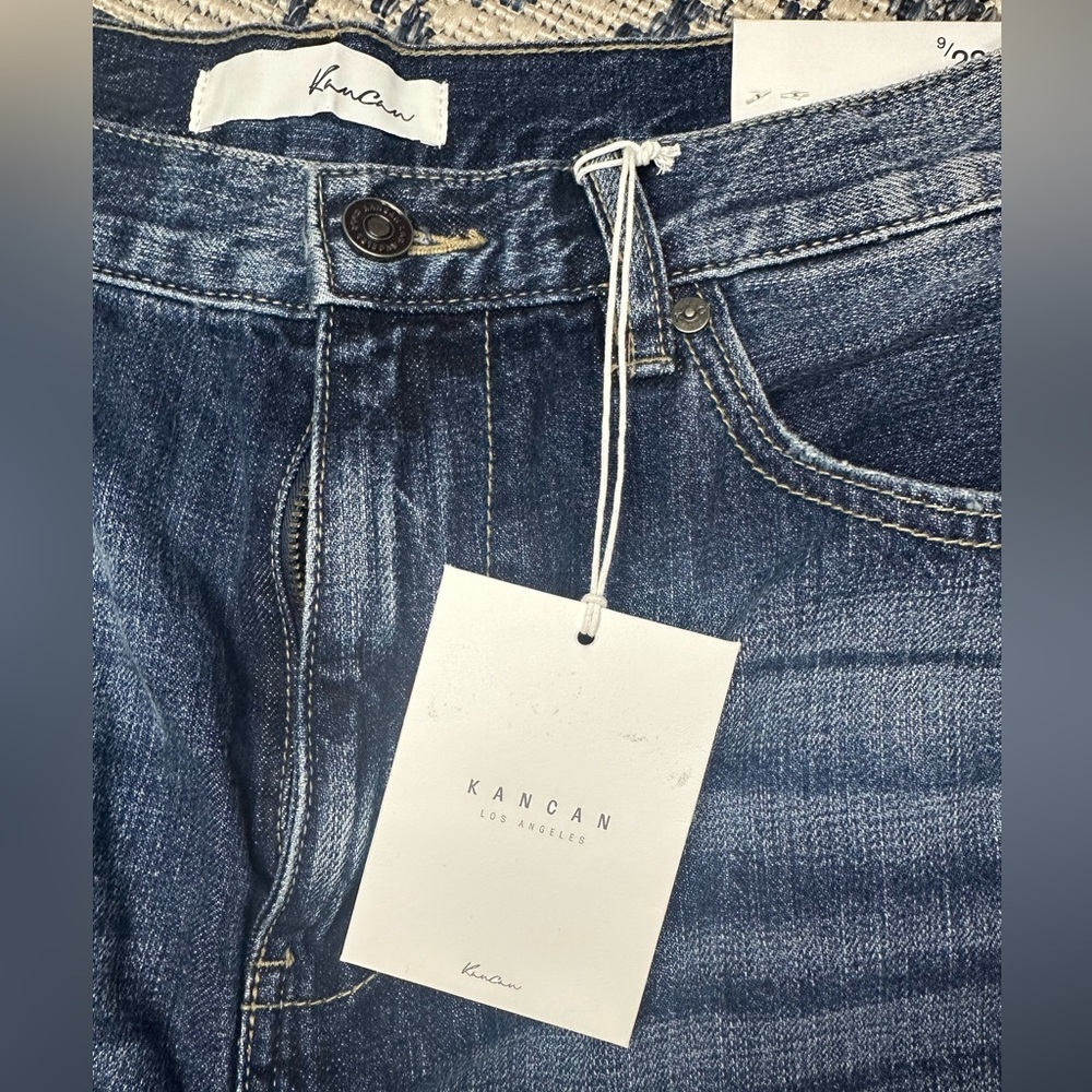 KANCAN high rise cuff straight leg cropped jeans - Picture 3 of 7